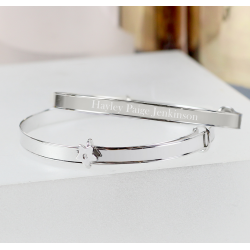 Personalised Sterling Silver Childs Expanding Diamante Star Bracelet
