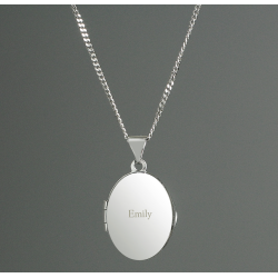 Personalised Name Only Sterling Silver Oval Locket Necklace