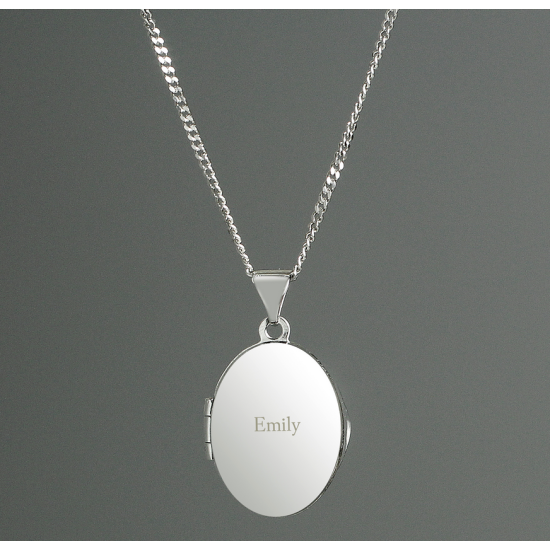 Personalised Name Only Sterling Silver Oval Locket Necklace