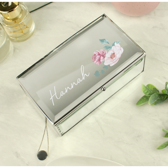 Personalised Floral Mirrored Jewellery Box