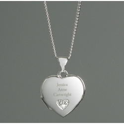Personalised Children's Sterling Silver and Cubic Zirconia Heart Locket Necklace