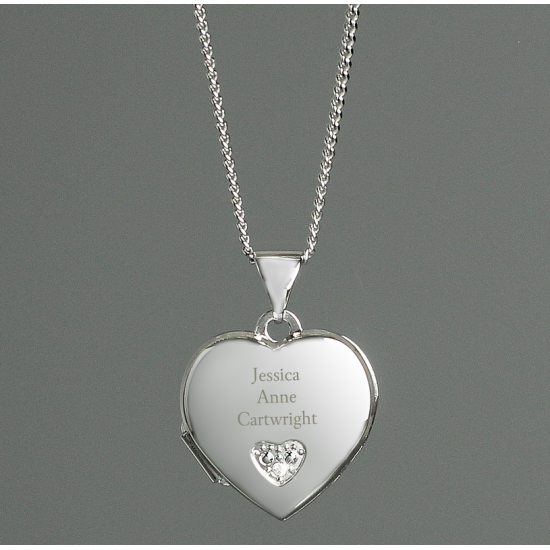 Personalised Children's Sterling Silver and Cubic Zirconia Heart Locket Necklace