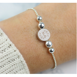 Personalised Silver Tone Wild Flowers Disc Bracelet