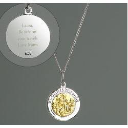Personalised Sterling Silver & 9ct Gold St. Christopher Necklace