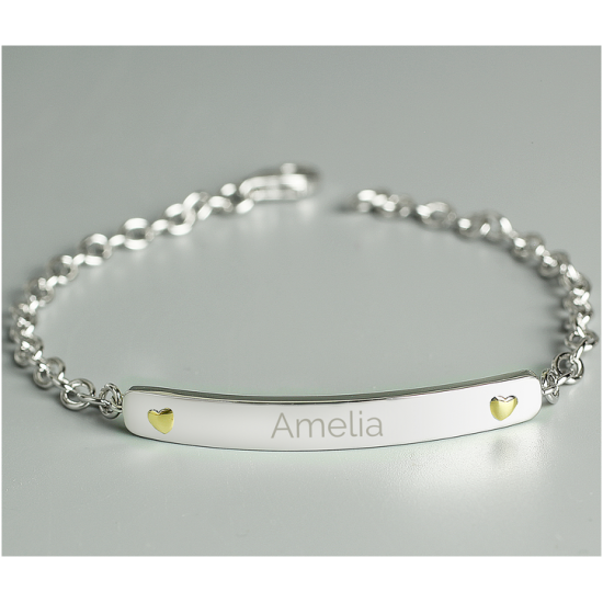 Personalised Sterling Silver and 9ct Gold Bar Bracelet