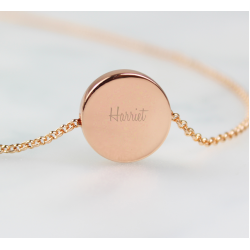 Personalised Any Name Rose Gold Tone Disc Necklace