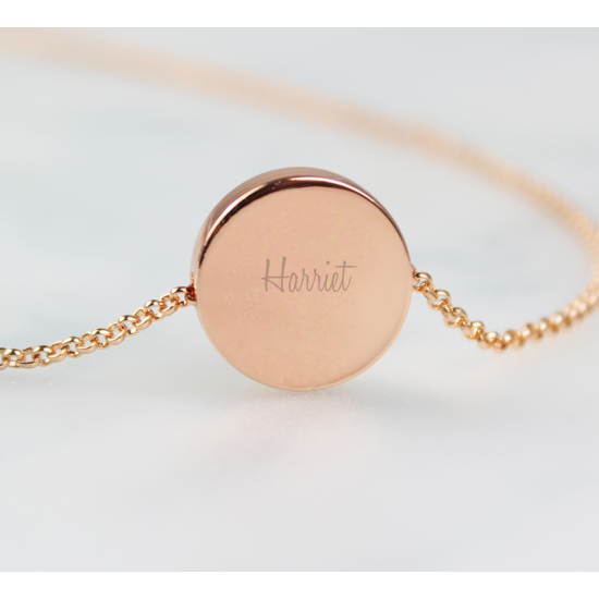 Personalised Any Name Rose Gold Tone Disc Necklace
