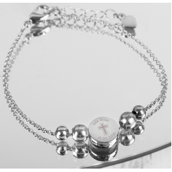 Personalised Silver Tone Cross Round Bracelet