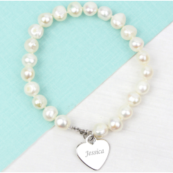 Personalised White Freshwater Pearl Scripted Name Bracelet