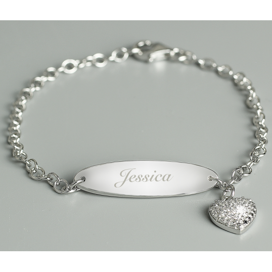 Personalised Children's Sterling Silver and Cubic Zirconia Bracelet