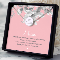 Personalised Mum Sentiment Silver Tone Necklace and Box