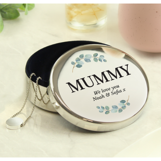 Personalised Botanical Round Trinket Box