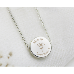 Personalised Silver Tone Flower Disc Necklace