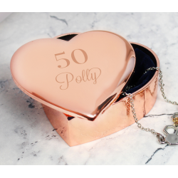 Personalised Big Age Rose Gold Heart Trinket Box