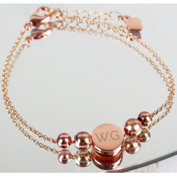 Personalised Rose Gold Tone Initials Disc Bracelet